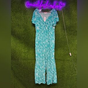 Gilli Turquoise Floral Wrap Jumpsuit
